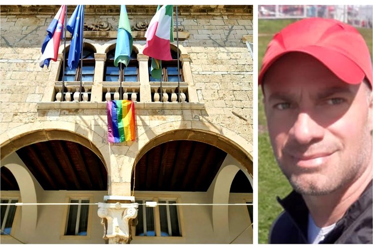 LGBT zastava na pulskoj Gradskoj palači / Leo Radolović